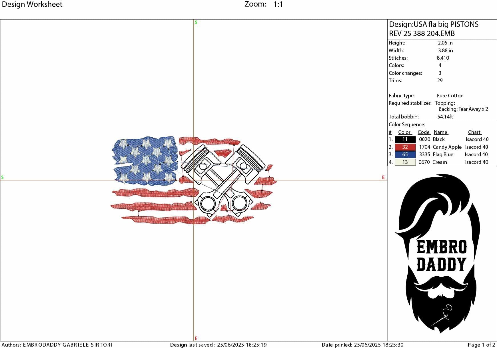 Machine Embroidery files, USA flag pistons, Mechanic, PES, DST, xxx, hus & more