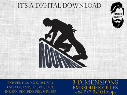 Machine Embroidery files, Roofer, Roof, Roofing, Construction, Build, Builder, Handyman, Business, Logo, PES, dst, xxx, hus & more