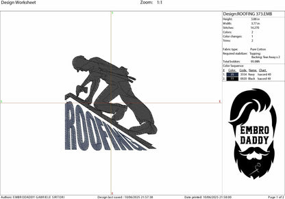 Machine Embroidery files, Roofer, Roof, Roofing, Construction, Build, Builder, Handyman, Business, Logo, PES, dst, xxx, hus & more