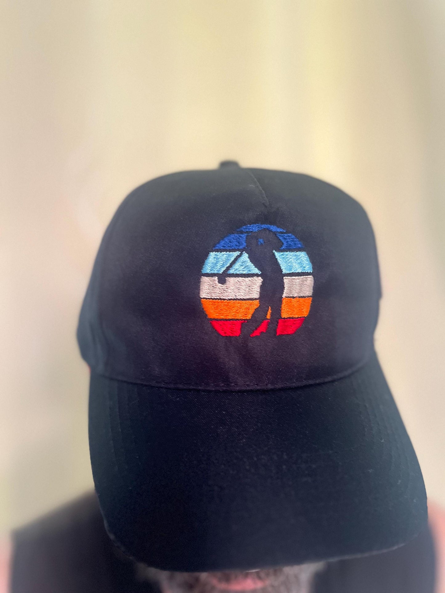 Machine Embroidery files digitized for hats, golfer sunset, embroidery files, PES, dst, xxx hus & more