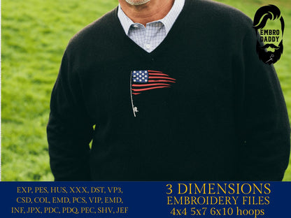 Machine Embroidery files, Fishing Pole USA Flag, Water Deep Sea, Sport, Game, Rod, Reel, Hook , PES, DST, xxx, hus & more