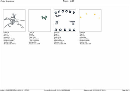 Machine Embroidery files, Spooky Rodeo, October 31, Cowboy, Spooky Skeleton, Western Halloween, Vintage Rodeo, PES, DST, xxx, hus and more