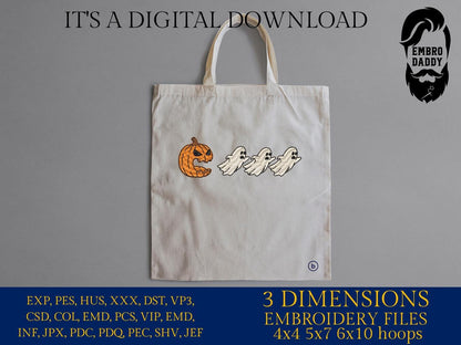 Machine Embroidery files, Trendy Halloween, Halloween Costume, Spooky Season, Pumpkin, Funny Halloween, Ghost Cute PES, DST, xxx, hus & more