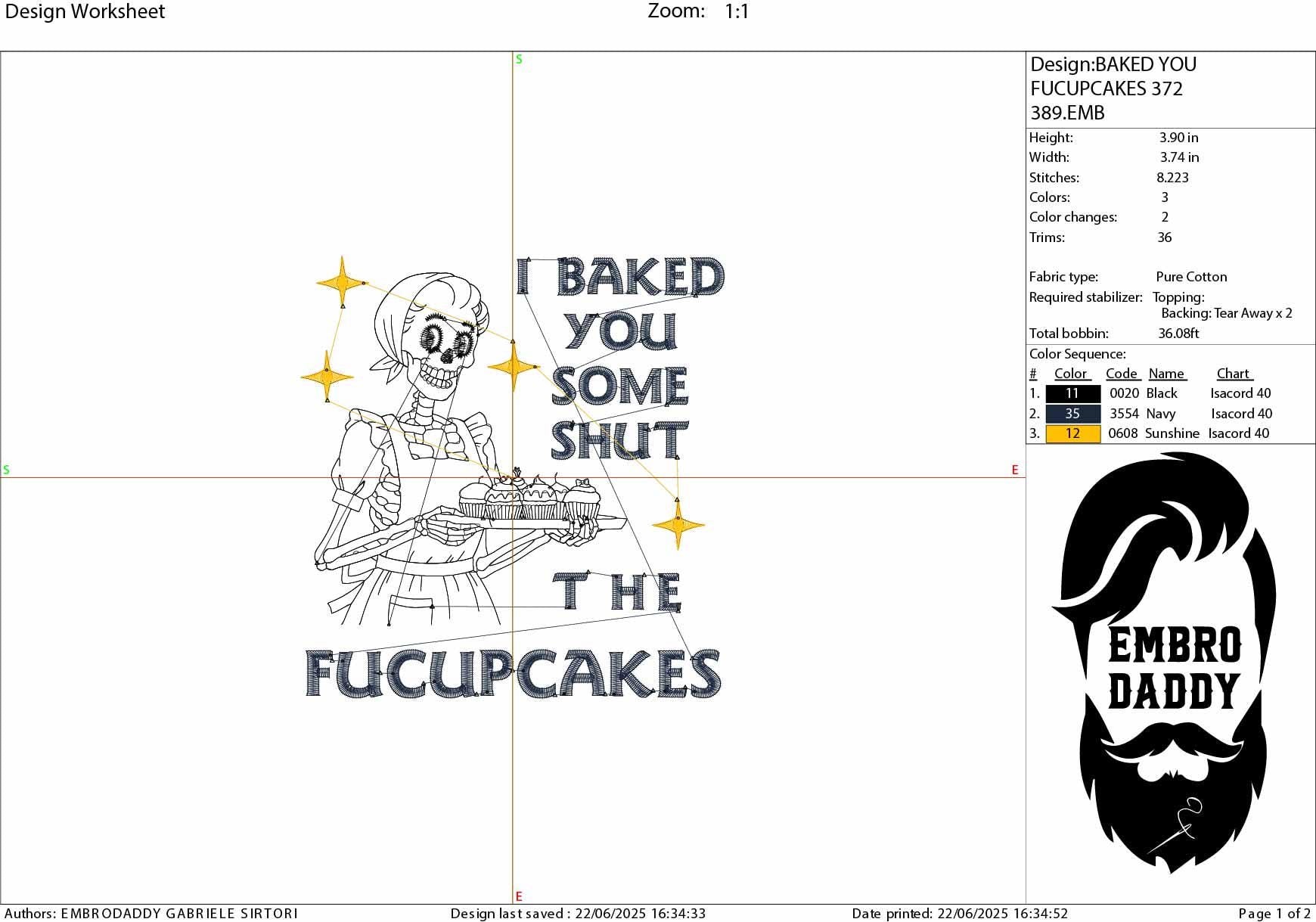 Machine Embroidery files, I Baked You Some Shut The Fucupcakes, Sarcastic, Baking Skeleton, Messy Bun, funny, PES, DST, xxx, hus & more