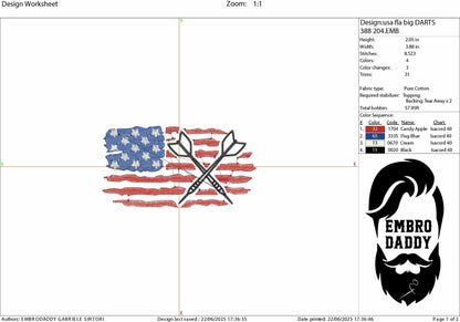 Machine Embroidery files, USA flag Sport Dart, Board Dartboard, Game Competition, Sharp Pub, Arrow Target Indoor, PES, DST, xxx, hus & more