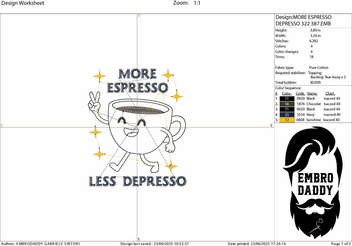 Machine Embroidery files, More Espresso Less Depresso, Good vibes, Trendy coffee, Funny coffee, Motivational quote, PES, xxx, hus & more