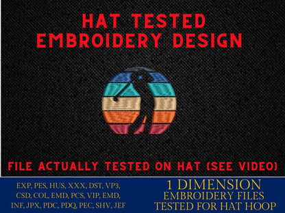 Machine Embroidery files digitized for hats, golfer sunset, embroidery files, PES, dst, xxx hus & more