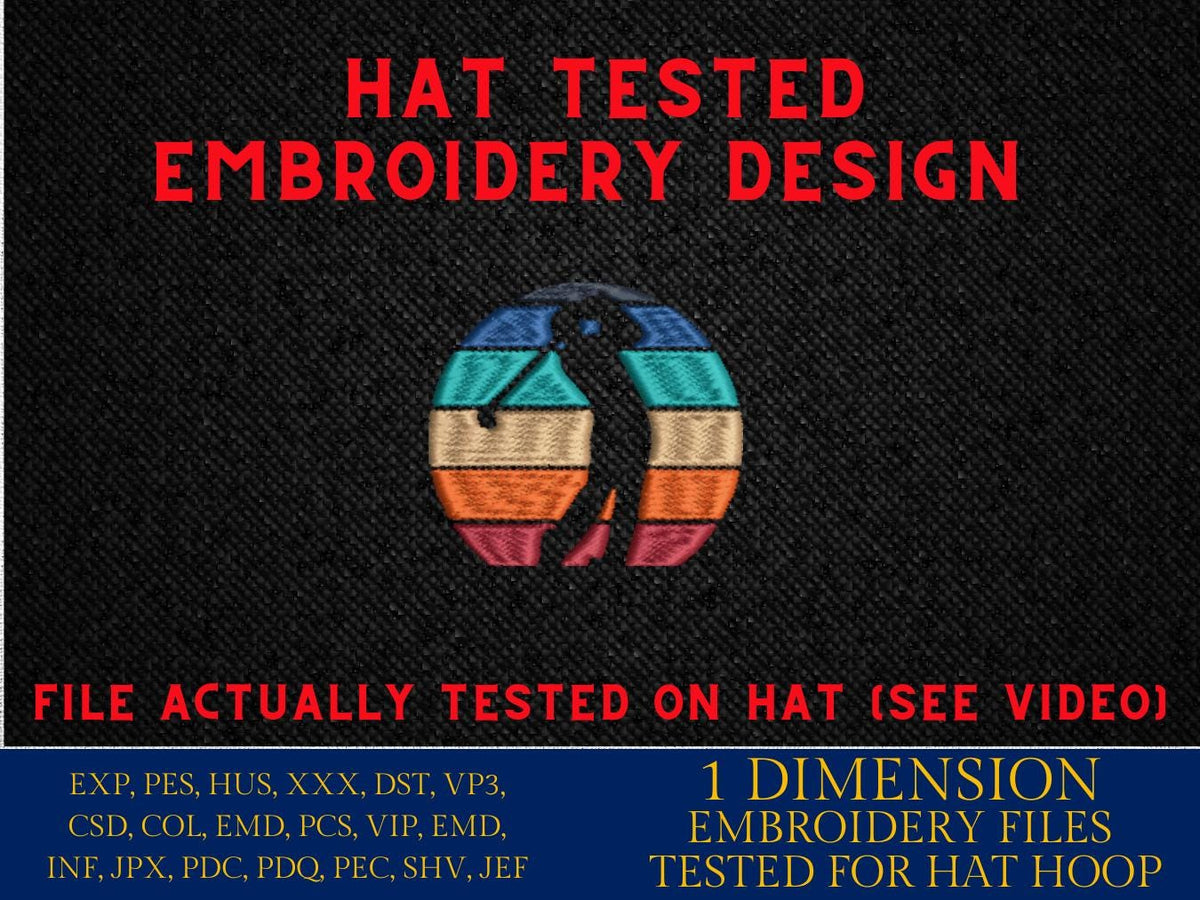 Machine Embroidery files digitized for hats, golfer sunset, embroidery files, PES, dst, xxx hus & more