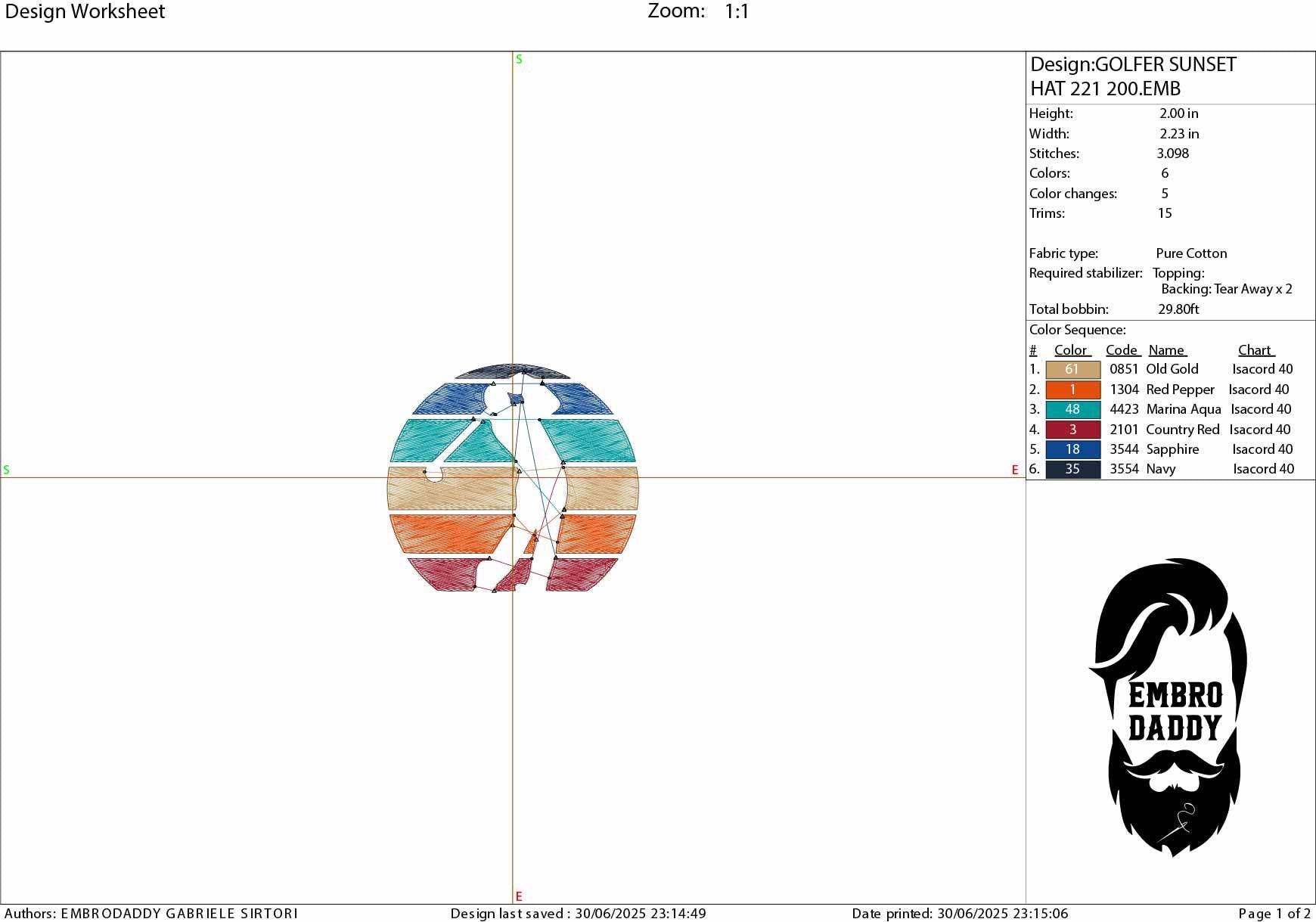 Machine Embroidery files digitized for hats, golfer sunset, embroidery files, PES, dst, xxx hus & more