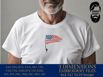 Machine Embroidery files, Fishing Pole USA Flag, Water Deep Sea, Sport, Game, Rod, Reel, Hook , PES, DST, xxx, hus & more