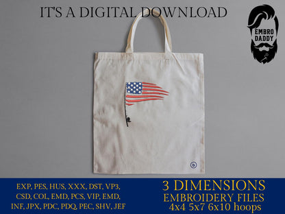 Machine Embroidery files, Fishing Pole USA Flag, Water Deep Sea, Sport, Game, Rod, Reel, Hook , PES, DST, xxx, hus & more