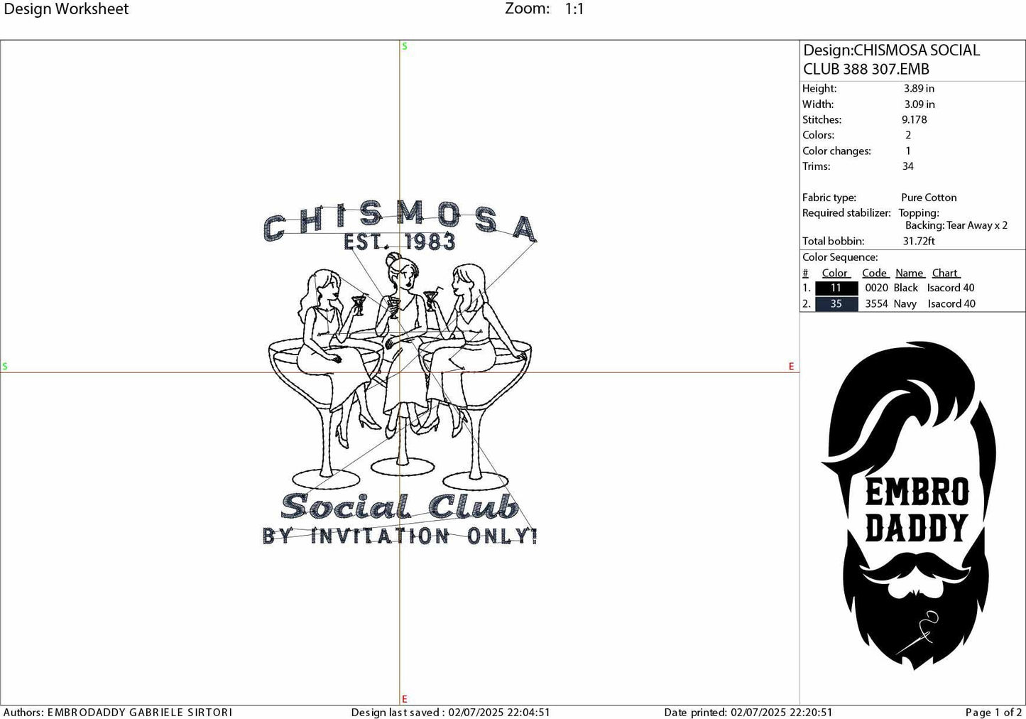 Machine Embroidery files, Chismosa Social Club, Funny, Girls Night Out, Latina Humor, Funny Cocktail, PES, 1st, xxx, hus & more