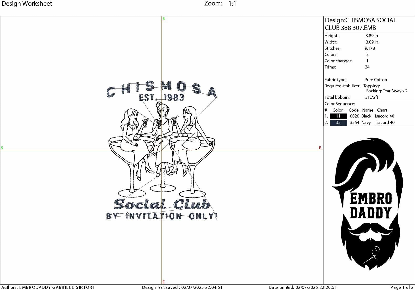 Machine Embroidery files, Chismosa Social Club, Funny, Girls Night Out, Latina Humor, Funny Cocktail, PES, 1st, xxx, hus & more