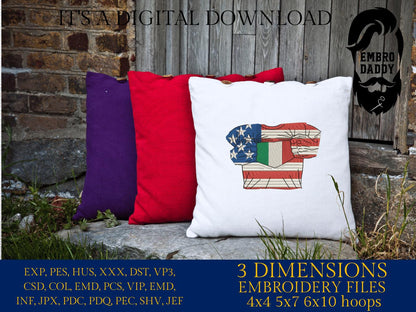 Machine Embroidery files, USA Italy shirt, PES, xxx, hus, dst & more