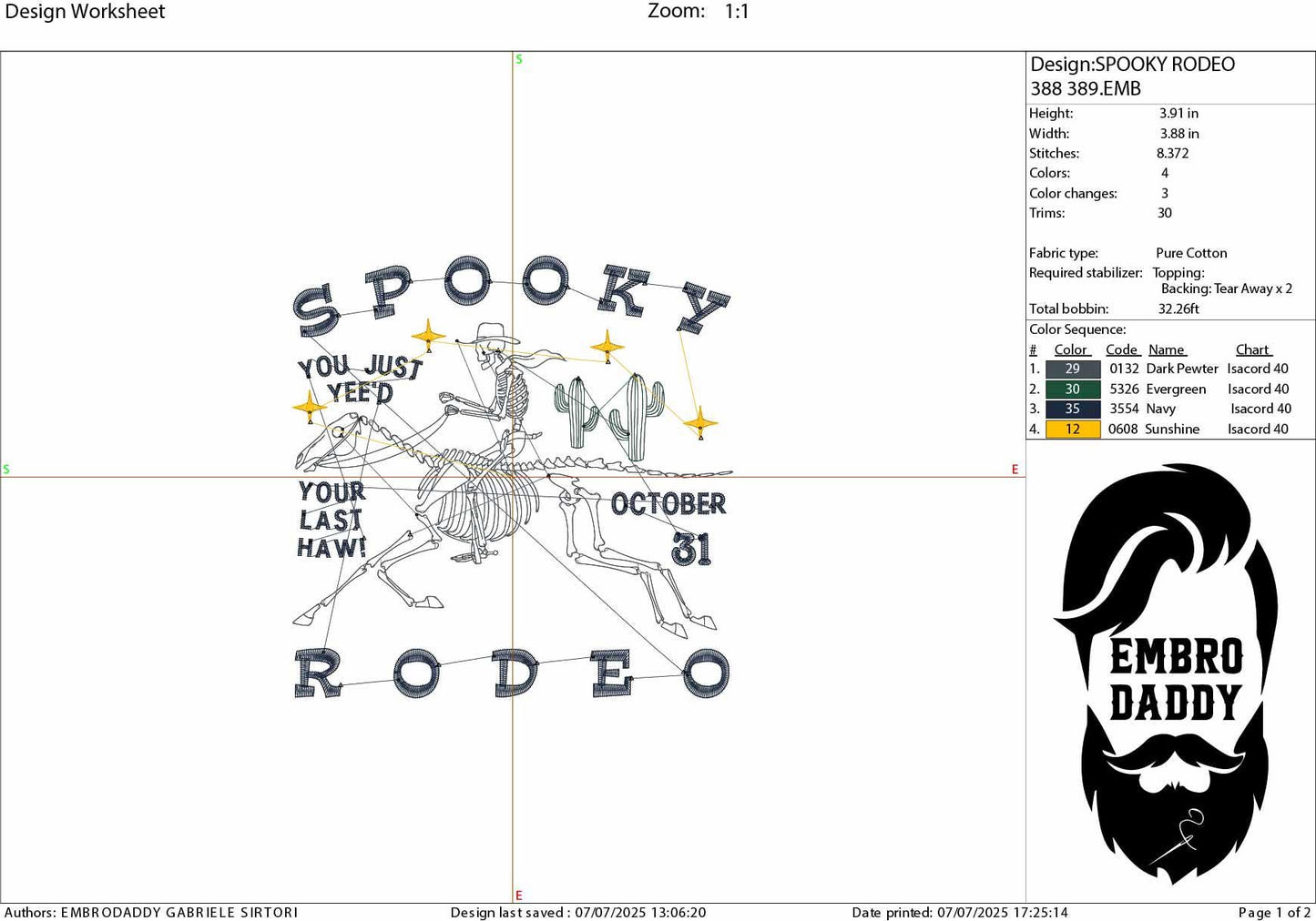 Machine Embroidery files, Spooky Rodeo, October 31, Cowboy, Spooky Skeleton, Western Halloween, Vintage Rodeo, PES, DST, xxx, hus and more