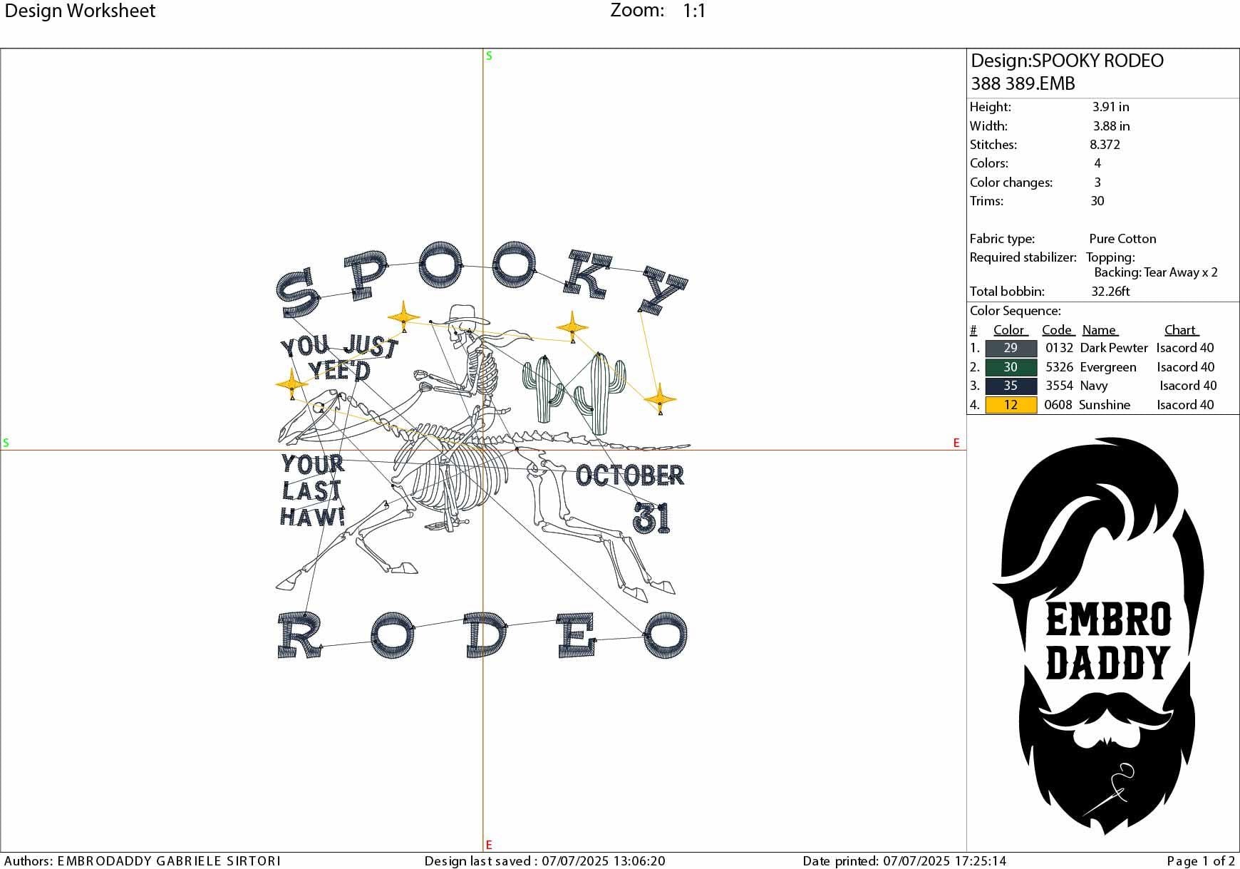 Machine Embroidery files, Spooky Rodeo, October 31, Cowboy, Spooky Skeleton, Western Halloween, Vintage Rodeo, PES, DST, xxx, hus and more