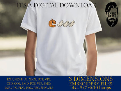 Machine Embroidery files, Trendy Halloween, Halloween Costume, Spooky Season, Pumpkin, Funny Halloween, Ghost Cute PES, DST, xxx, hus & more