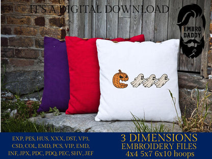 Machine Embroidery files, Trendy Halloween, Halloween Costume, Spooky Season, Pumpkin, Funny Halloween, Ghost Cute PES, DST, xxx, hus & more