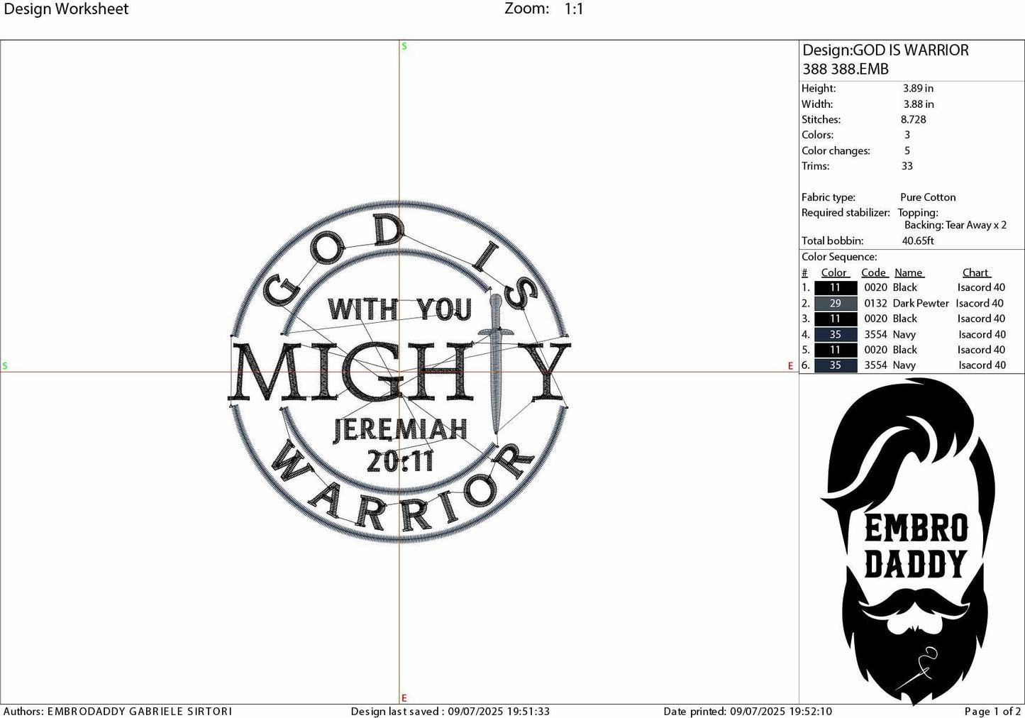 Machine Embroidery files, God Is With You Mighty Warrior Who Is With Us, Jeremiah 20:11, Christian, PES, DST, xxx, hus & more