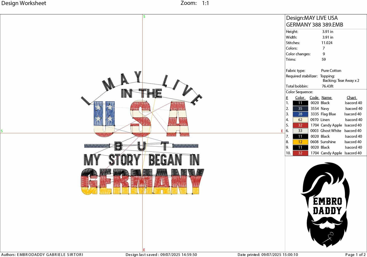 Machine Embroidery files, Germany, German, I Live USA But My Story Began, Flag, Country, PES, xxx, hus, dst & more