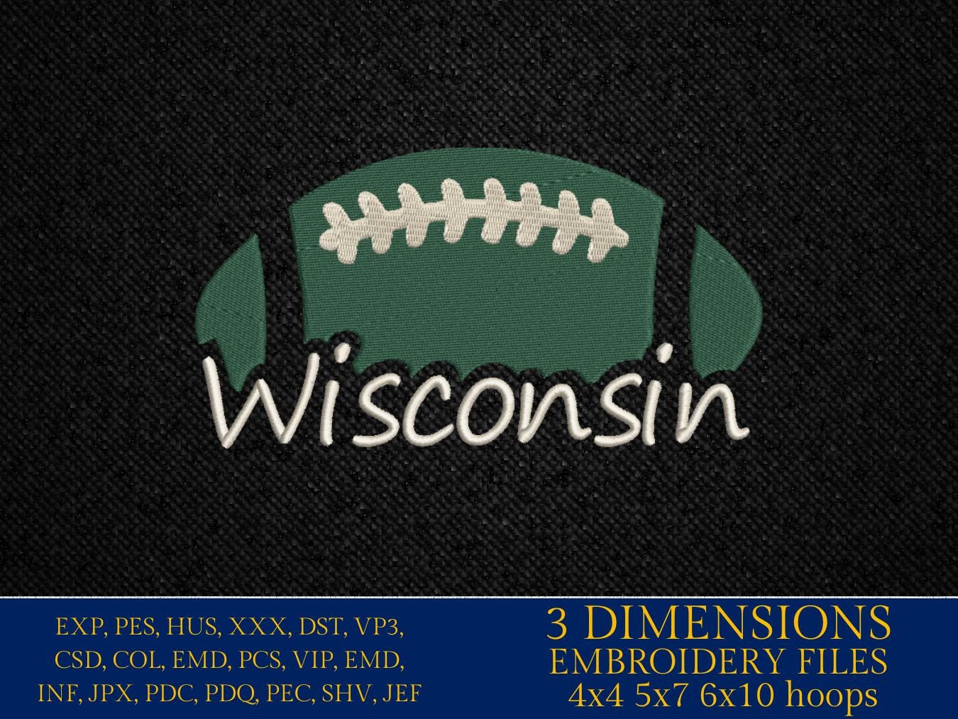 Machine Embroidery files, Wisconsin, football gift idea PES, xxx, hus & more, fan embroidery files