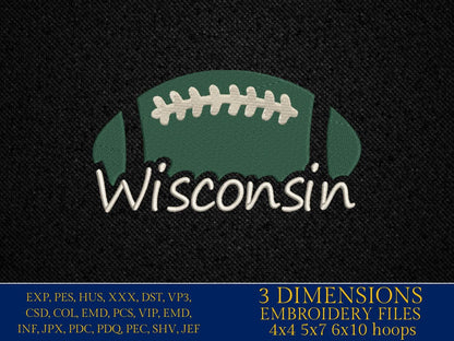 Machine Embroidery files, Wisconsin, football gift idea PES, xxx, hus & more, fan embroidery files