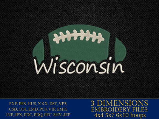 Machine Embroidery files, Wisconsin, football gift idea PES, xxx, hus & more, fan embroidery files