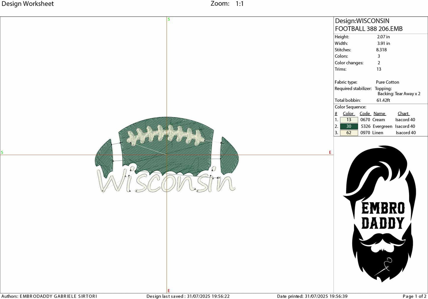 Machine Embroidery files, Wisconsin, football gift idea PES, xxx, hus & more, fan embroidery files