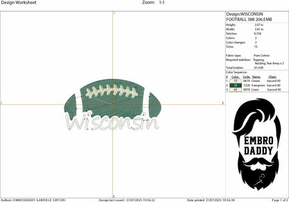 Machine Embroidery files, Wisconsin, football gift idea PES, xxx, hus & more, fan embroidery files