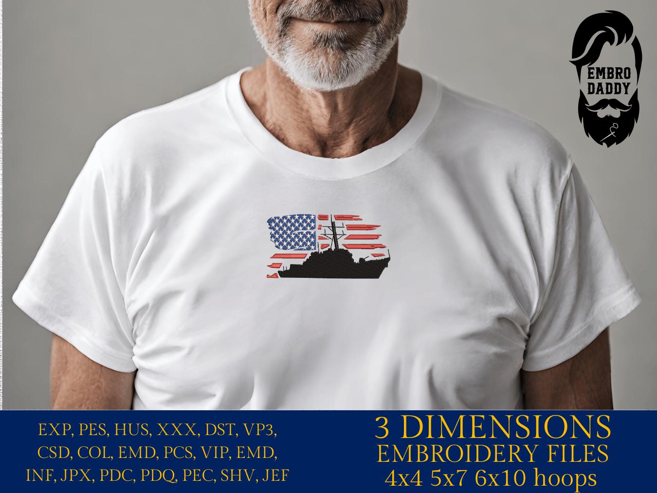 Machine Embroidery files, USA flag, Navy, destroyer, anniversary, PES, xxx, hus & more