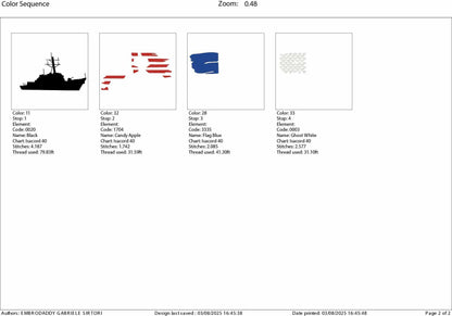 Machine Embroidery files, USA flag, Navy, destroyer, anniversary, PES, xxx, hus & more