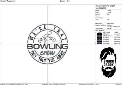 Machine Embroidery files, Bowling Crew, Bowling Ball, Bowling Squad, PES, dst, xxx, hus & more