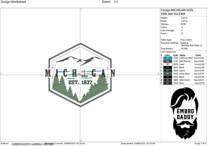 Machine Embroidery files, Michigan, est 1837, DST, PES, xxx hus & more