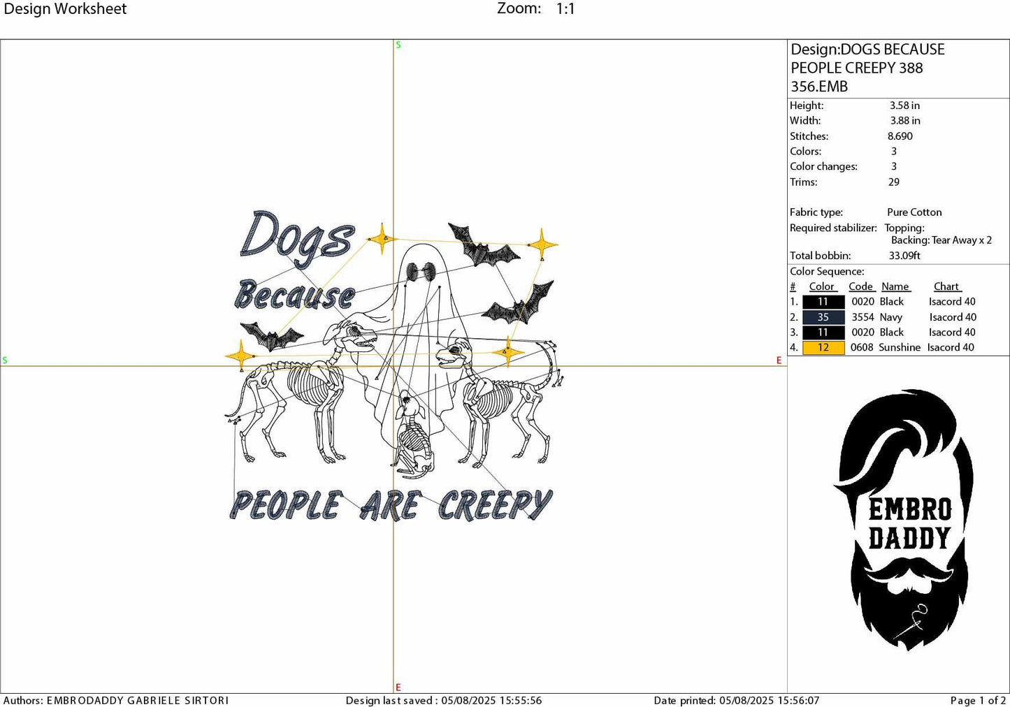 Machine Embroidery files, Dogs Because People Are Creepy, Funny, Cute, Spooky, Halloween, Ghost, PES, DST, xxx, hus and more