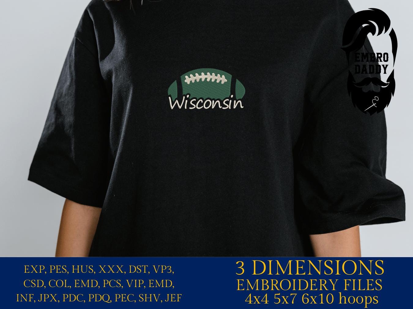 Machine Embroidery files, Wisconsin, football gift idea PES, xxx, hus & more, fan embroidery files
