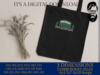 Machine Embroidery files, Wisconsin, football gift idea PES, xxx, hus & more, fan embroidery files