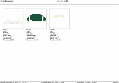 Machine Embroidery files, Wisconsin, football gift idea PES, xxx, hus & more, fan embroidery files