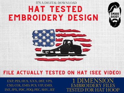 Machine Embroidery files, Usa Flag Tractor, embroidery file digitize for hat, American Flag PES, xxx hus & more