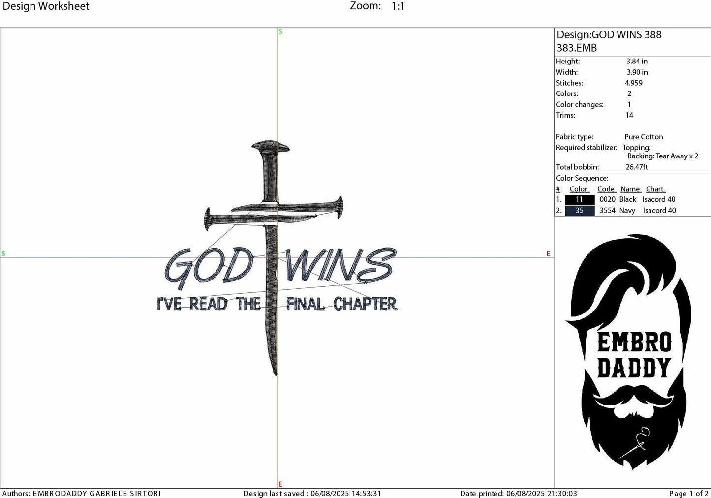 Machine Embroidery files, God Wins, God Wins Gift, Religious, Christian Gift, God Wins, Bible verse, Christ, PES, DST, xxx, hus & more