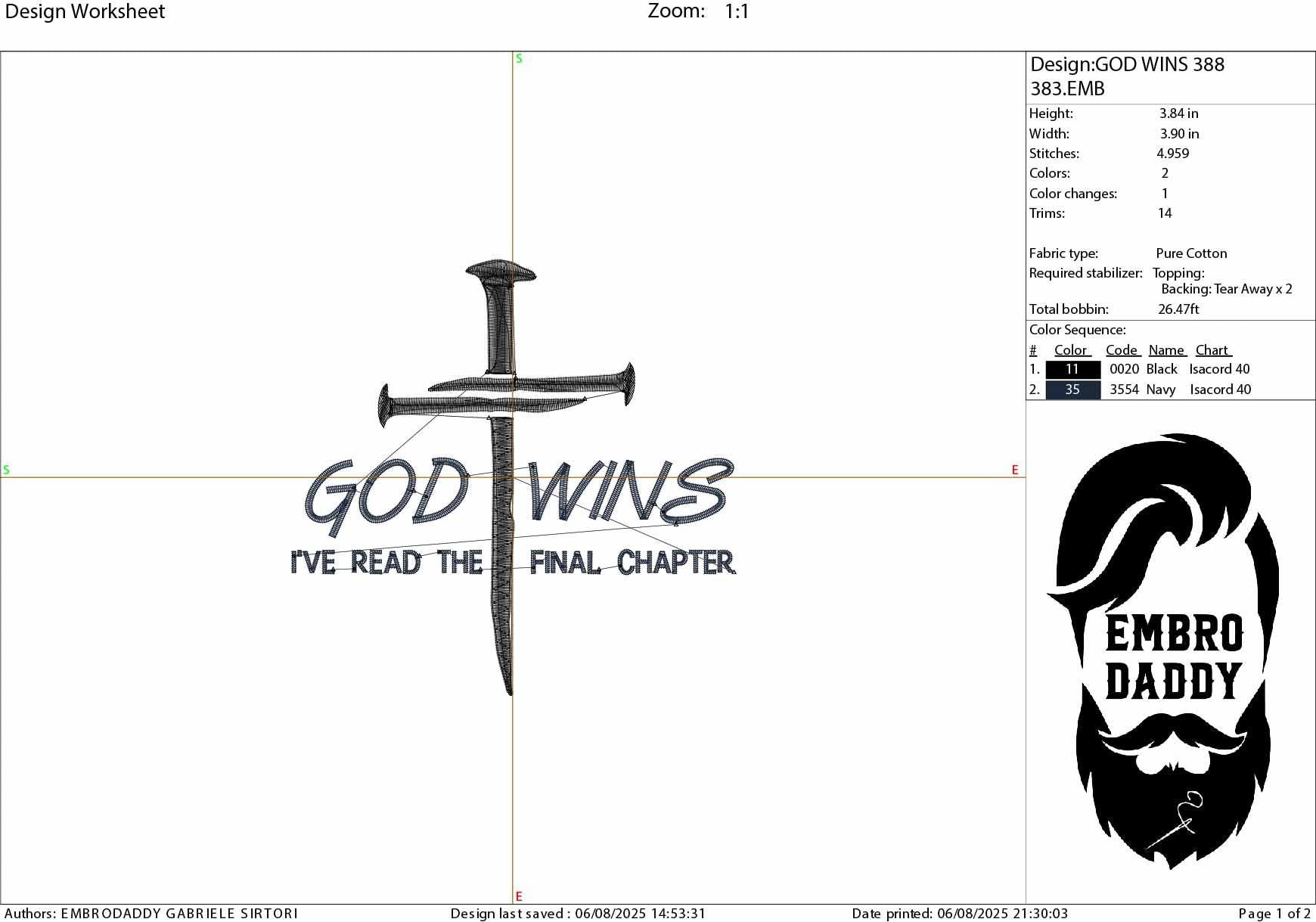 Machine Embroidery files, God Wins, God Wins Gift, Religious, Christian Gift, God Wins, Bible verse, Christ, PES, DST, xxx, hus & more