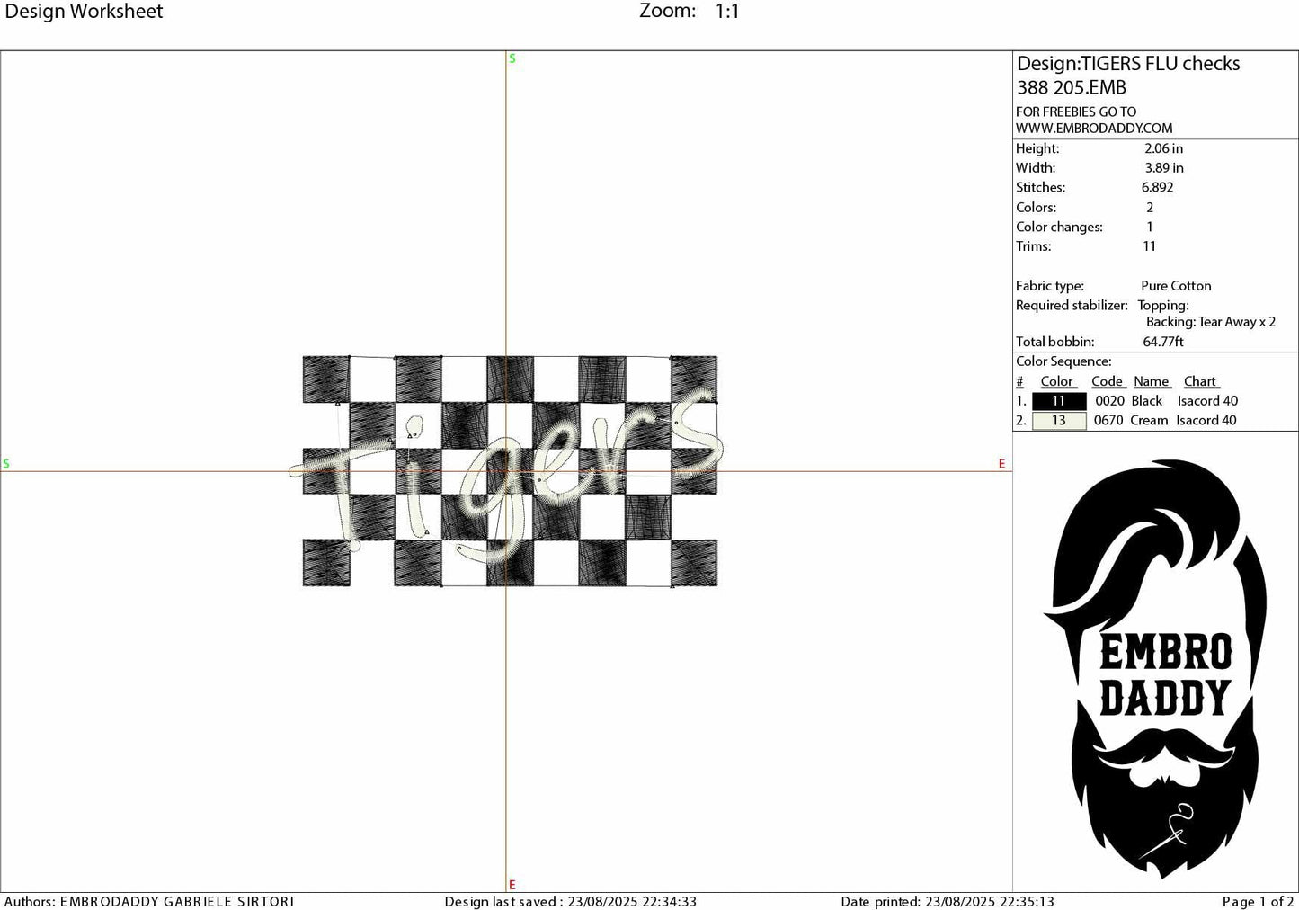 Machine Embroidery files, Tigers, PES, xxx, hus & more, fan embroidery files