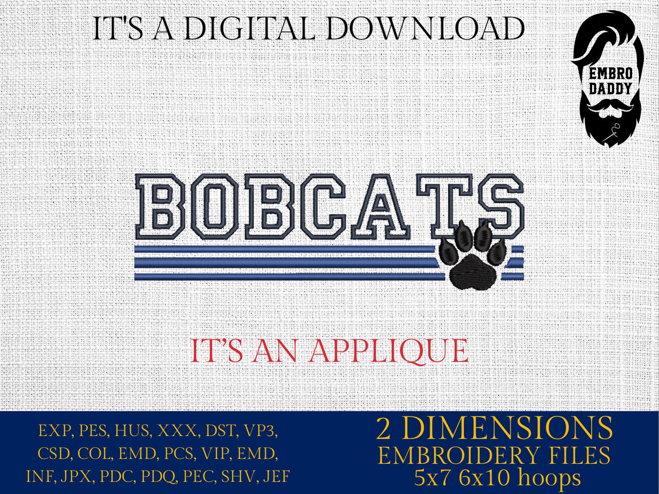 Machine Embroidery files, bobcats appliqué, sport, PES, xxx, hus & more, fan embroidery files