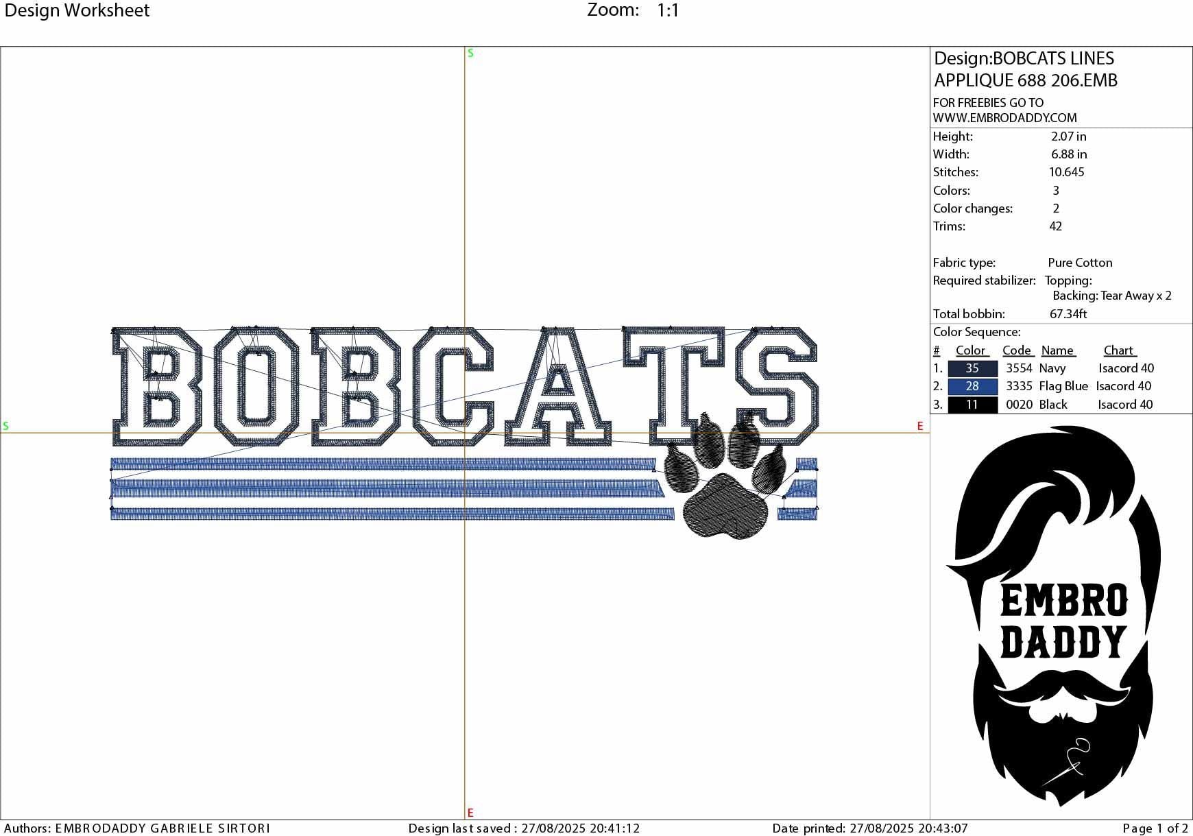 Machine Embroidery files, bobcats appliqué, sport, PES, xxx, hus & more, fan embroidery files