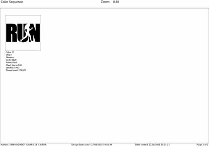 Machine embroidery files, Woman, run, running, Embroidery Pattern File in PES, DST, hus & more