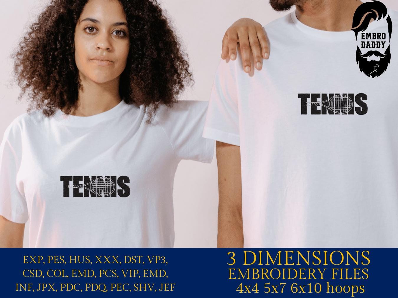 Machine Embroidery files, TENNIS with Tennis Racket Cutout for Players, Teams, Coaches PES, xxx, hus & more, fan embroidery files