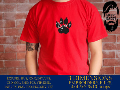 Machine Embroidery files, Tigers, paw, PES, xxx, dst, hus & more, fan embroidery files