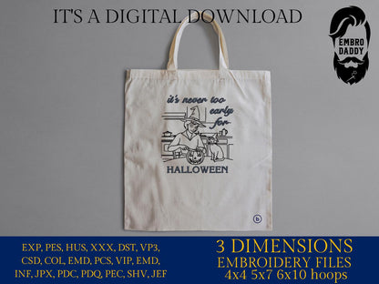 Machine Embroidery, It's never too early for Halloween, Spooky Season, Halloween, Vintage, Retro, Mama, Witch Cat, PES, xxx, hus and more
