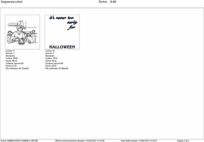 Machine Embroidery, It's never too early for Halloween, Spooky Season, Halloween, Vintage, Retro, Mama, Witch Cat, PES, xxx, hus and more