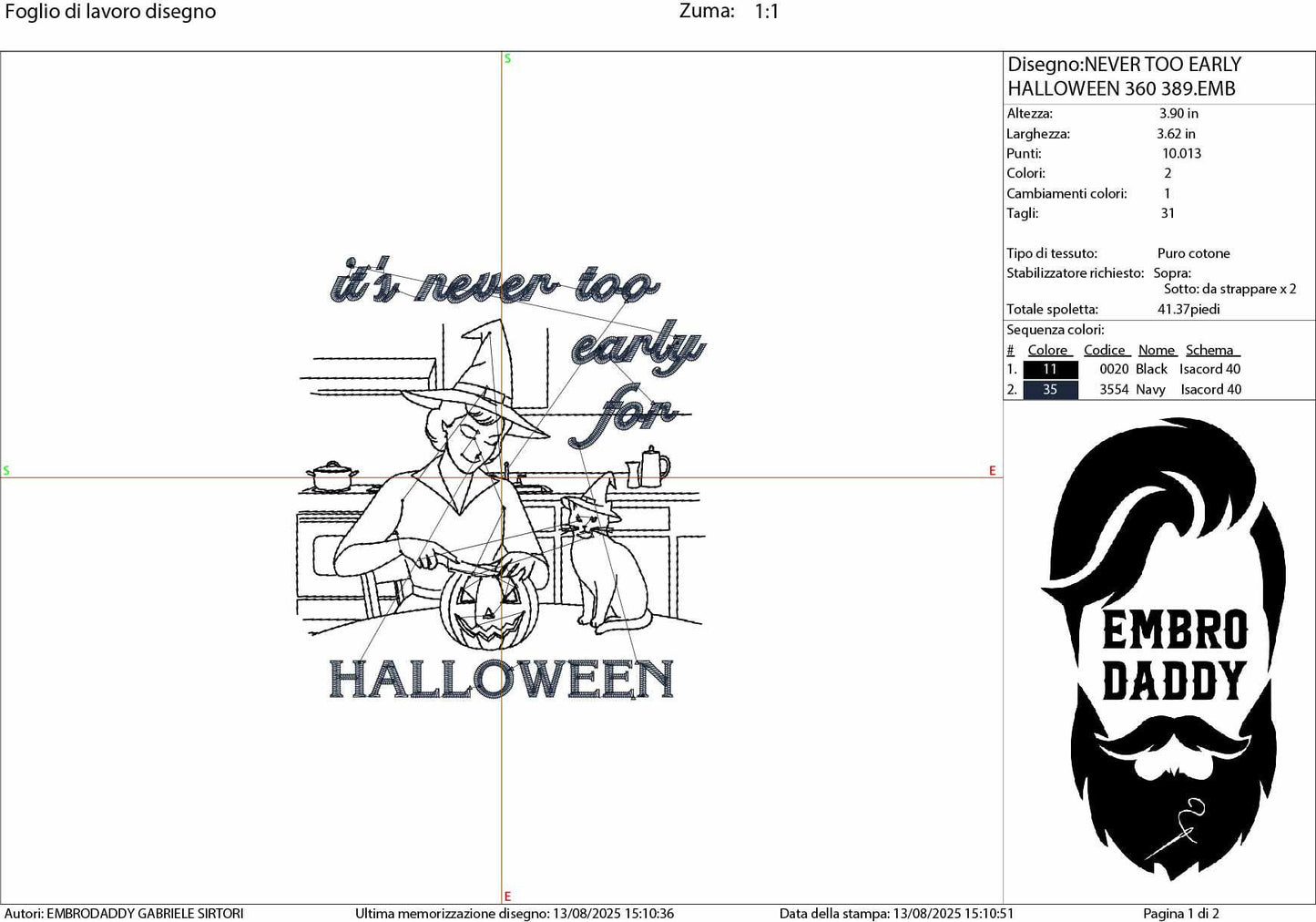 Machine Embroidery, It's never too early for Halloween, Spooky Season, Halloween, Vintage, Retro, Mama, Witch Cat, PES, xxx, hus and more