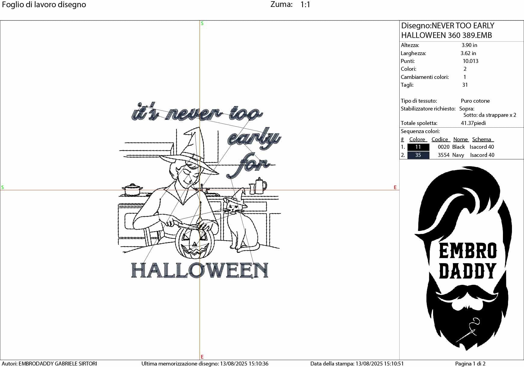 Machine Embroidery, It's never too early for Halloween, Spooky Season, Halloween, Vintage, Retro, Mama, Witch Cat, PES, xxx, hus and more